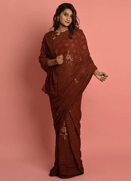 Maroon Colour RIHANA DARK fancy Printed Party Wear Latest Saree Collection 4708